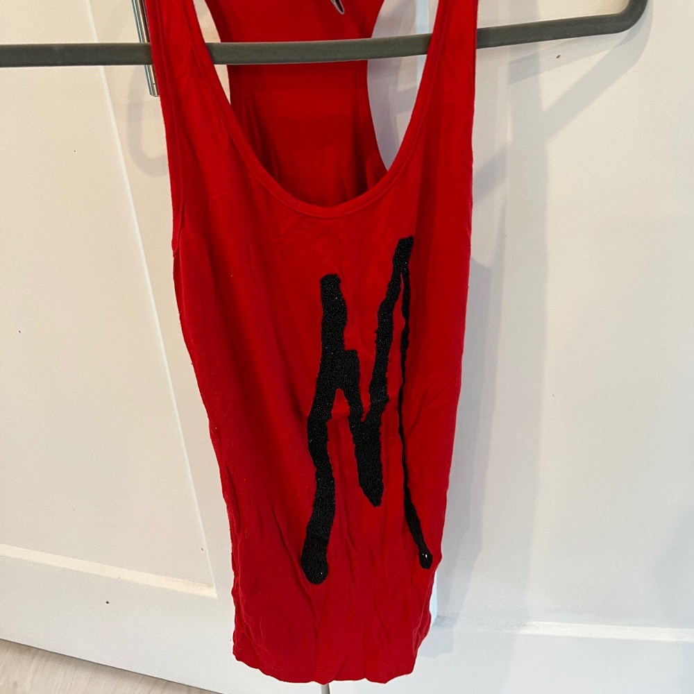GUESS BY MARCIANO TAMMY SILK TANK RED/BLACK LOGO SIZE XS/S FITTED SEXY